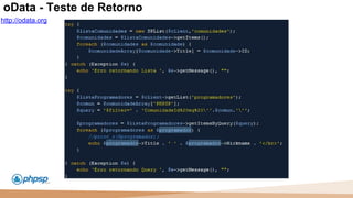 20 100
110
http://odata.org
oData - Teste de Retorno
 