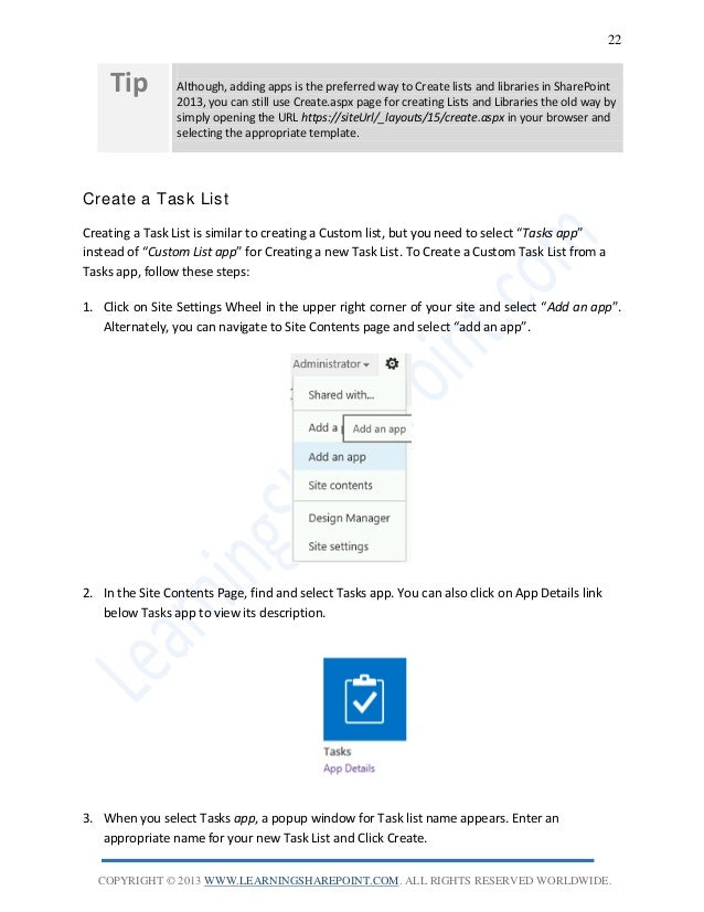 sharepoint 2013 site administration guide sharepoint task list template