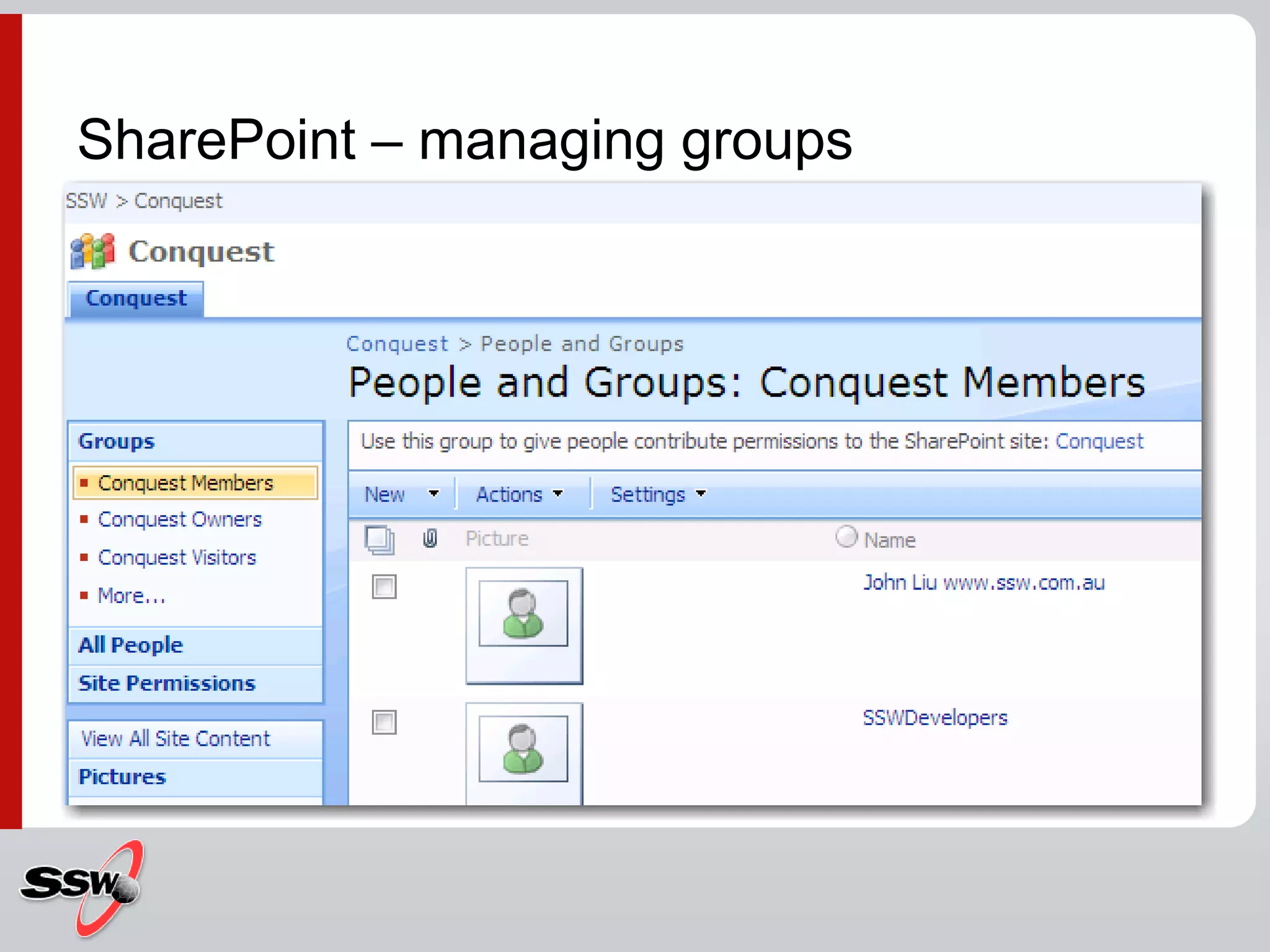 SharePoint – managing groups