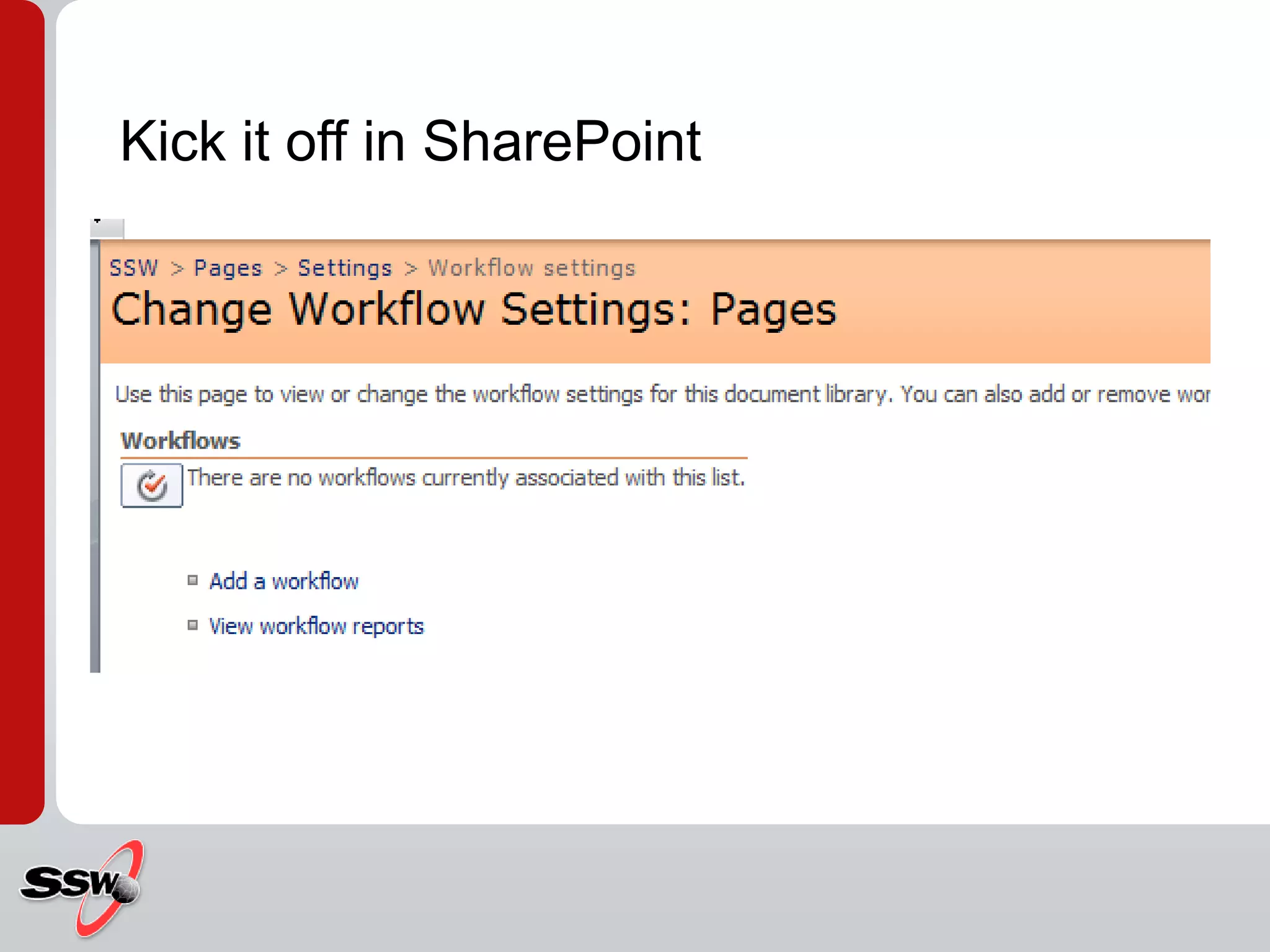 Kick it off in SharePoint