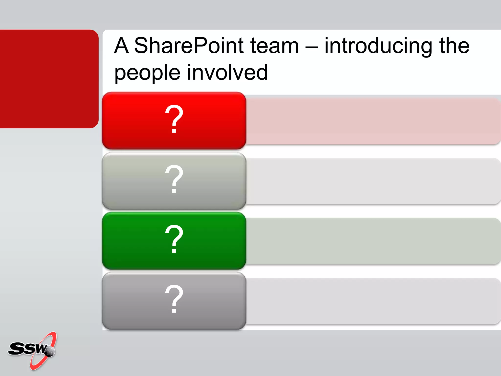 A SharePoint team – introducing the people involved