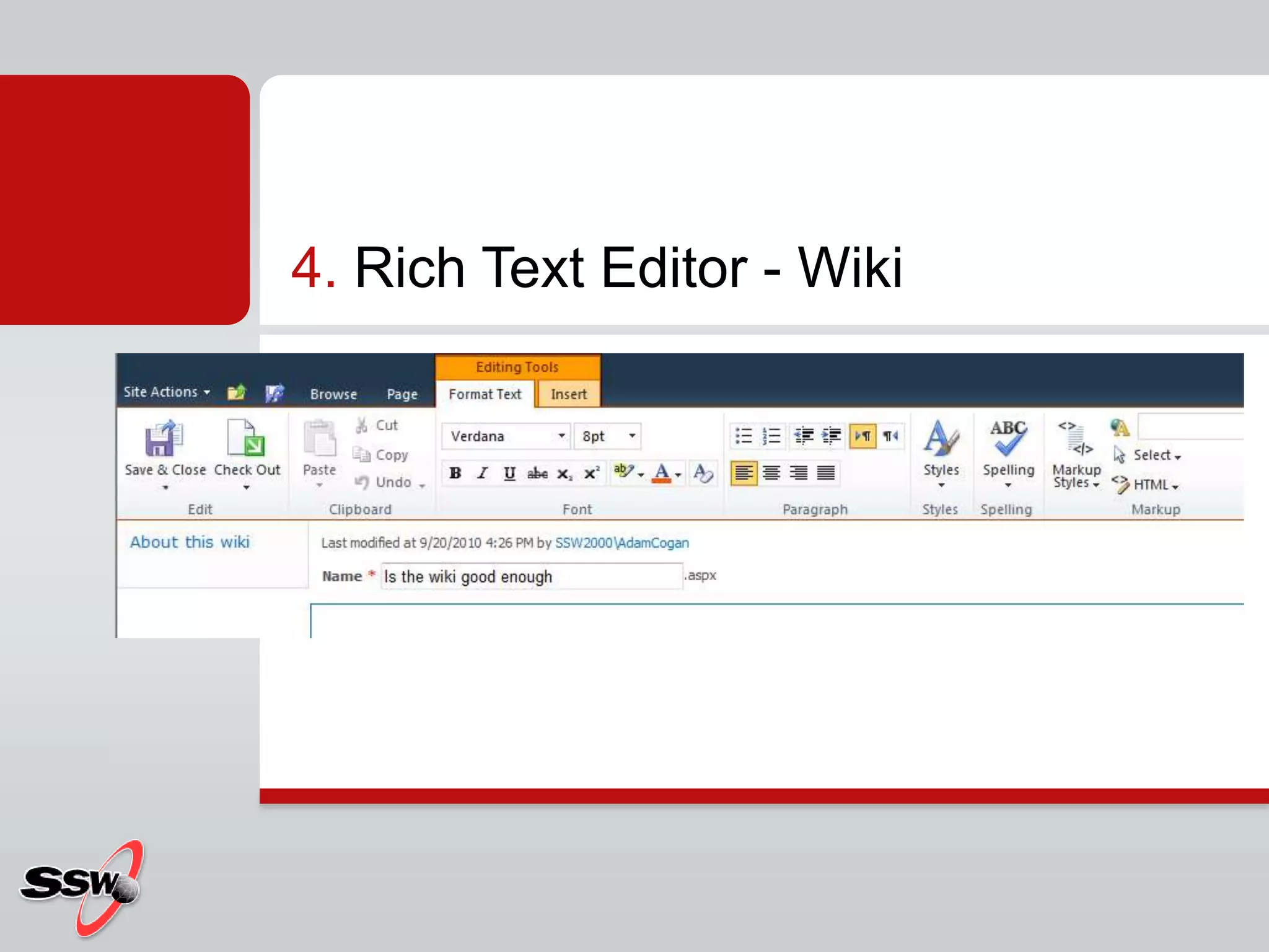 4. Rich Text Editor - Wiki