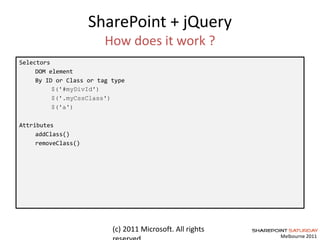2011 - SharePoint + jQuery | PPT