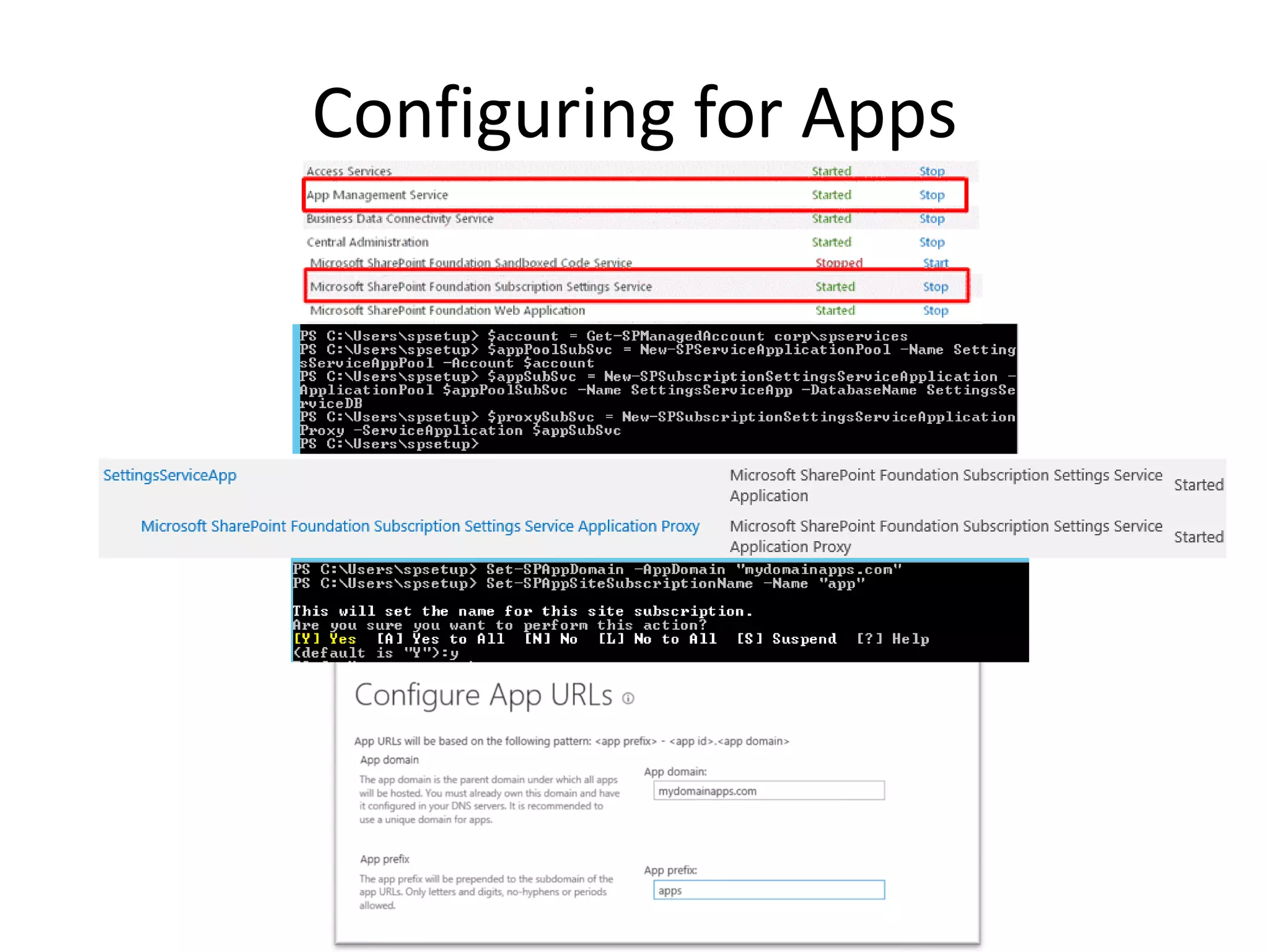 Configuring for Apps
 