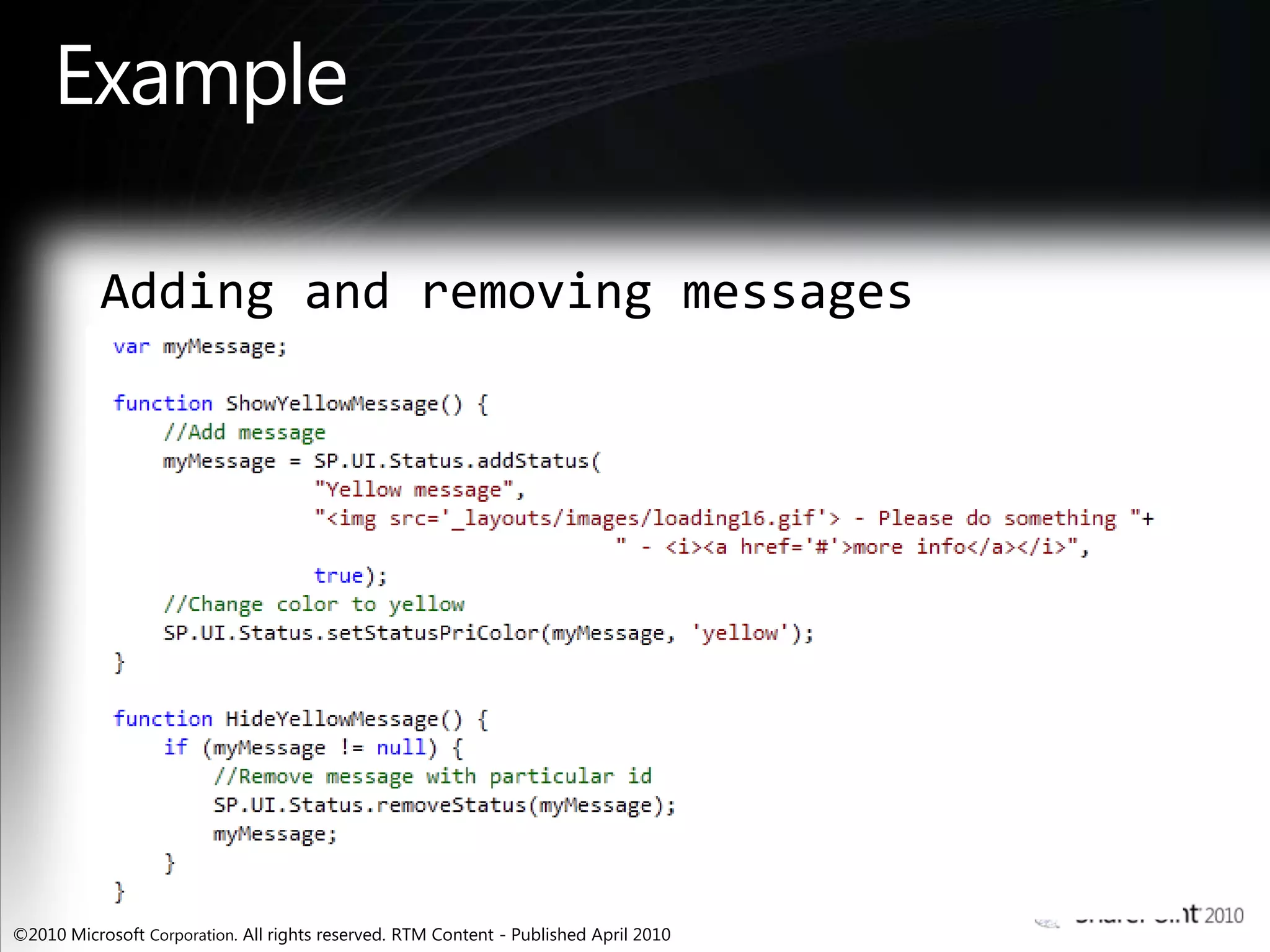 ExampleAdding and removing messages