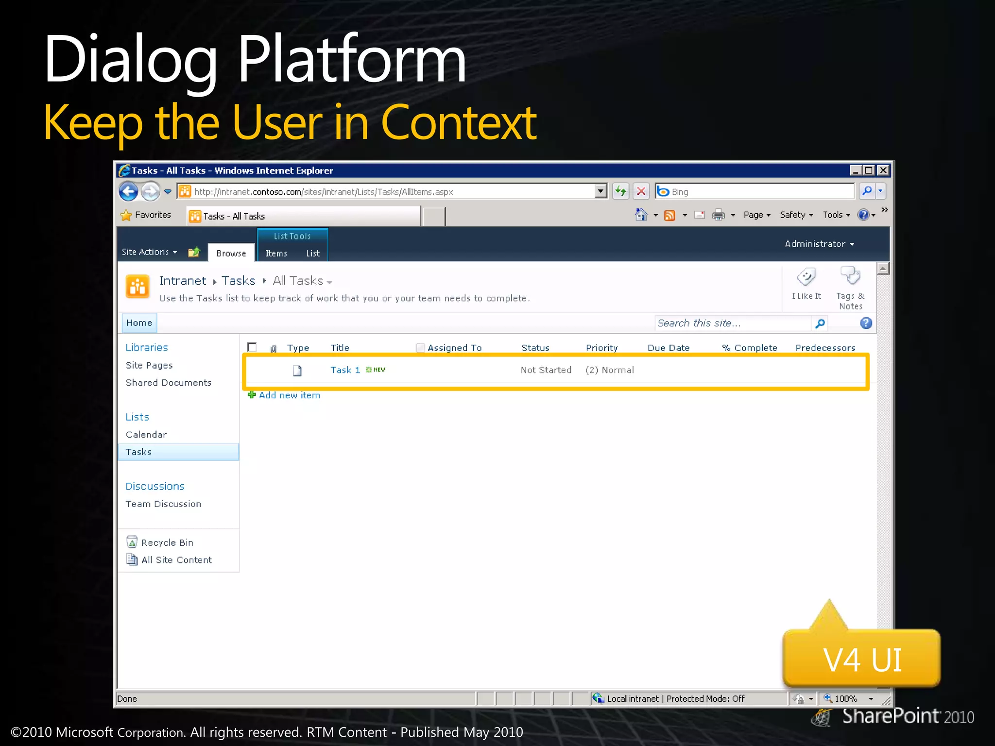 Dialog PlatformKeep the User in ContextV4 UI