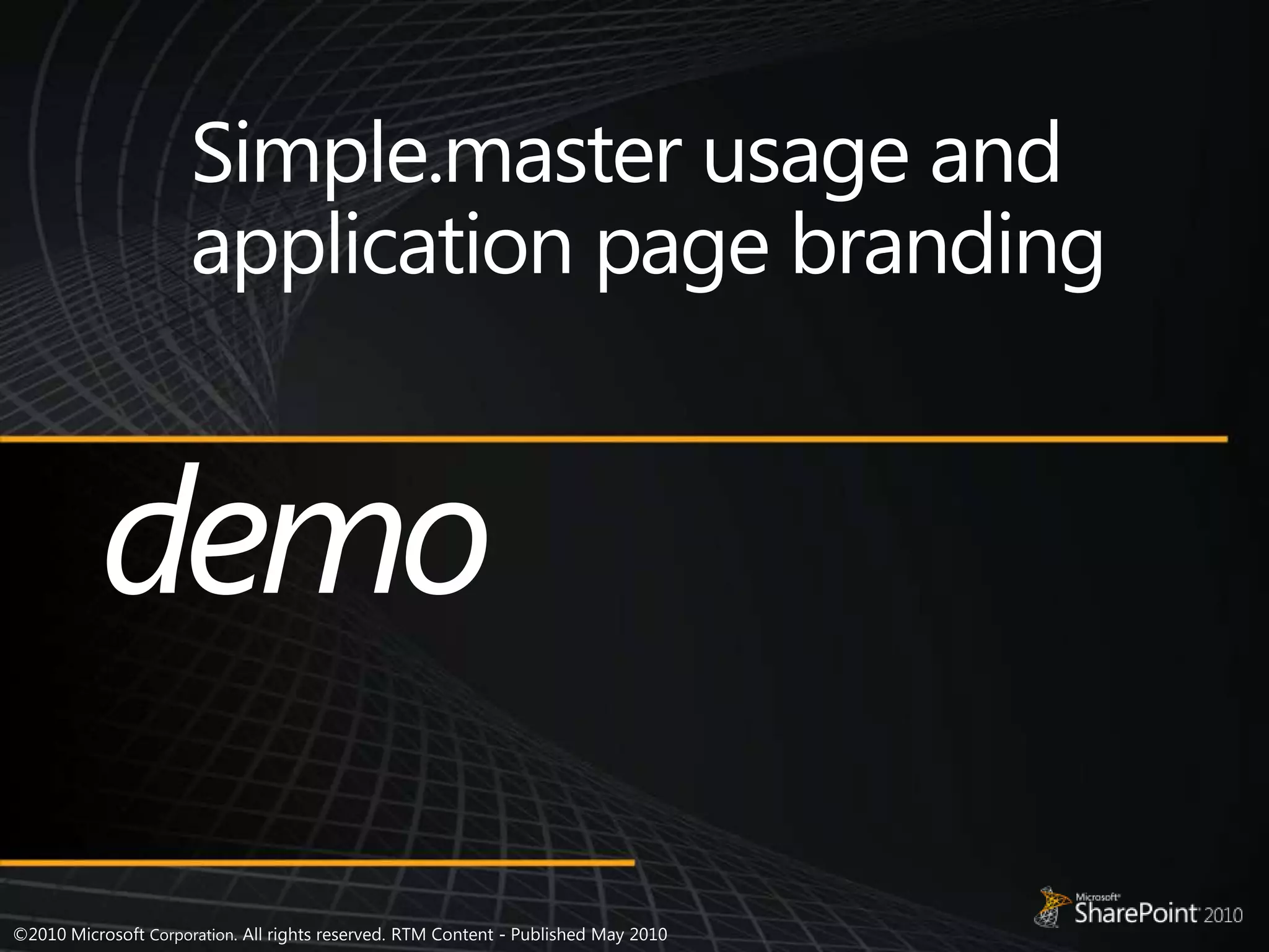 Simple.master usage and application page brandingdemo