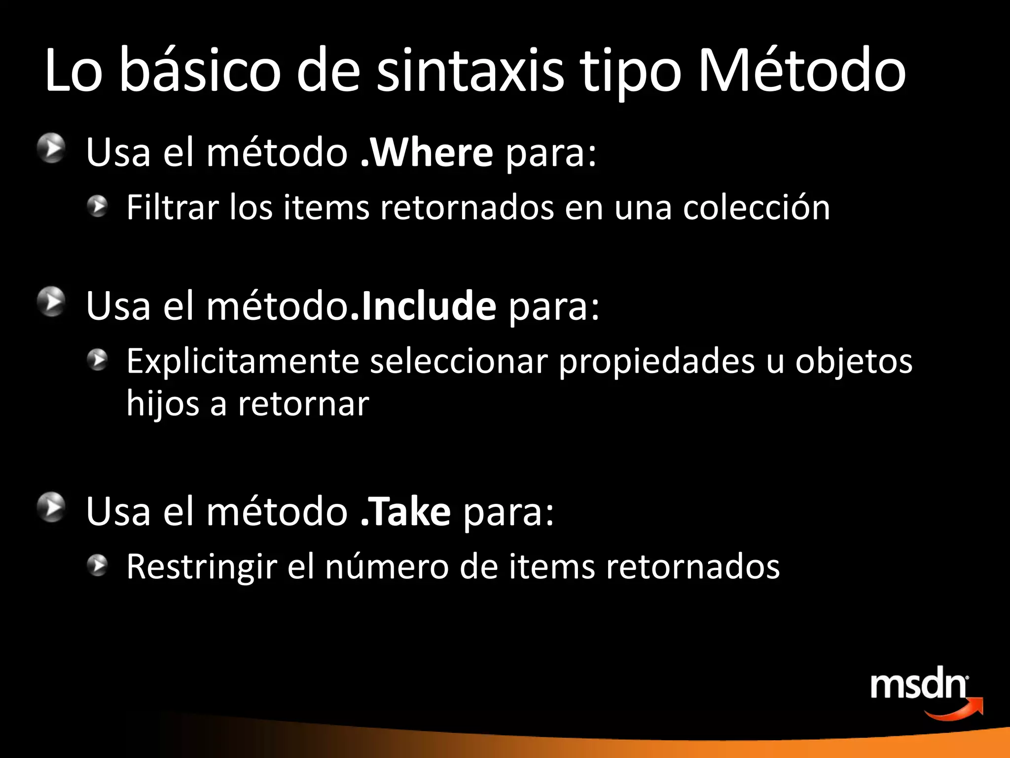 PropiedadesWeb: Operaciones DefaultboolAllowRssFeedsboolAllowRssFeedsboolAllowRssFeedsGroup AssociatedMemberGroupDateTimeCreatedDateTimeCreatedContentTypeCollectionContentTypesDateTimeCreatedUser CurrentUserString DescriptionString DescriptionString DescriptionGuidIdGuidIdGuidIdFieldCollectionFieldsList ListsboolRecycleBinEnabledList ListsboolRecycleBinEnabledboolRecycleBinEnabledFolder RootFolderString TitleFolder RootFolderString TitleString TitleclientContext.Load(web);clientContext.Load(web.RootFolder);clientContext.Load(web.Lists);