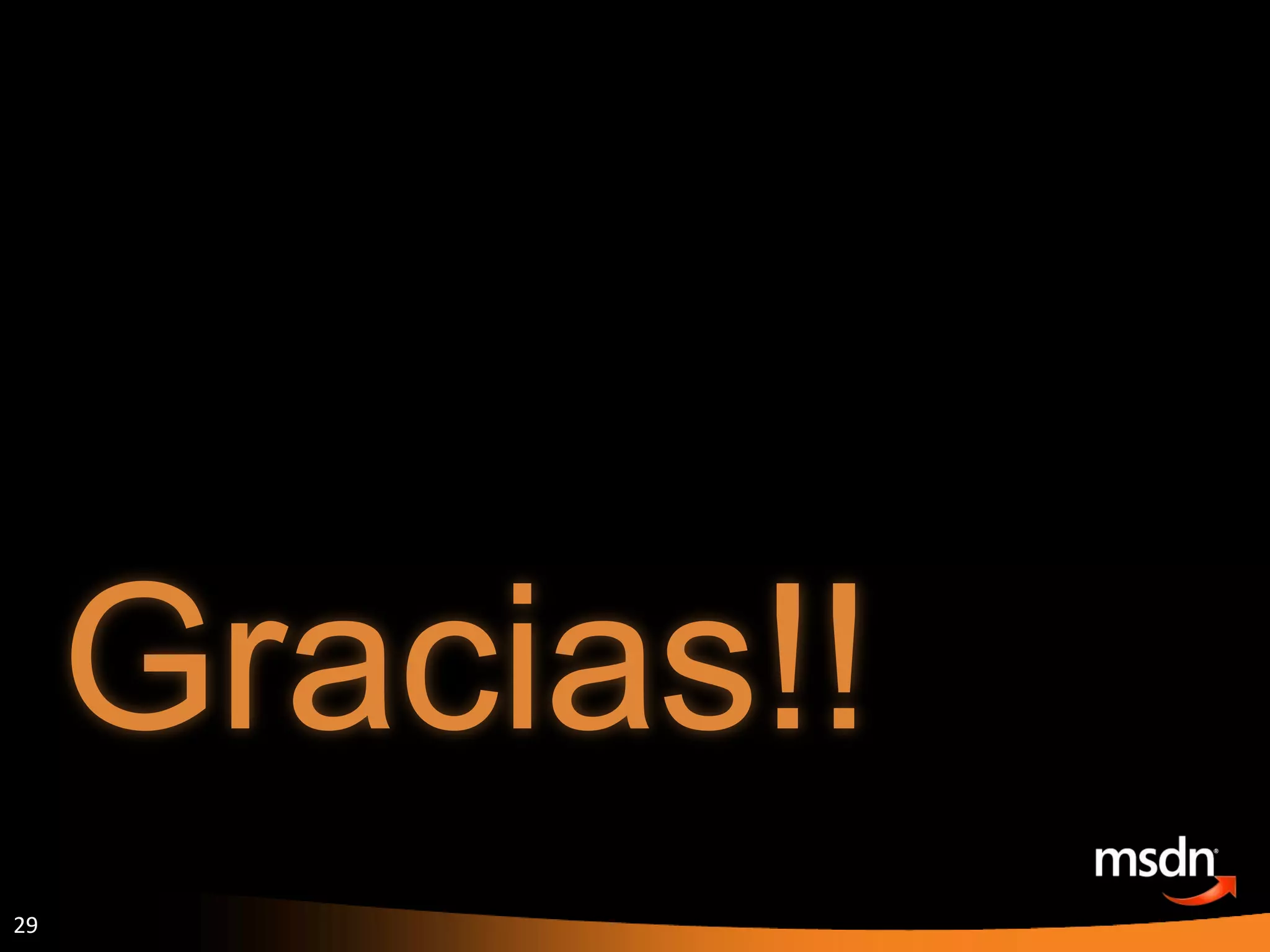 Accesodatos cross-site con SilverlightEl problema:Quiereshostearaplicacionespoderosassobre SharePoint queusen data en otroservidorQuieresminimizar el impacto en el deploy de SharePointSilverlight es (generalmente) limitado a llamadassobre un dominioUnasolución: hospeda XAP en el servidorexterno y delega un token de usuario