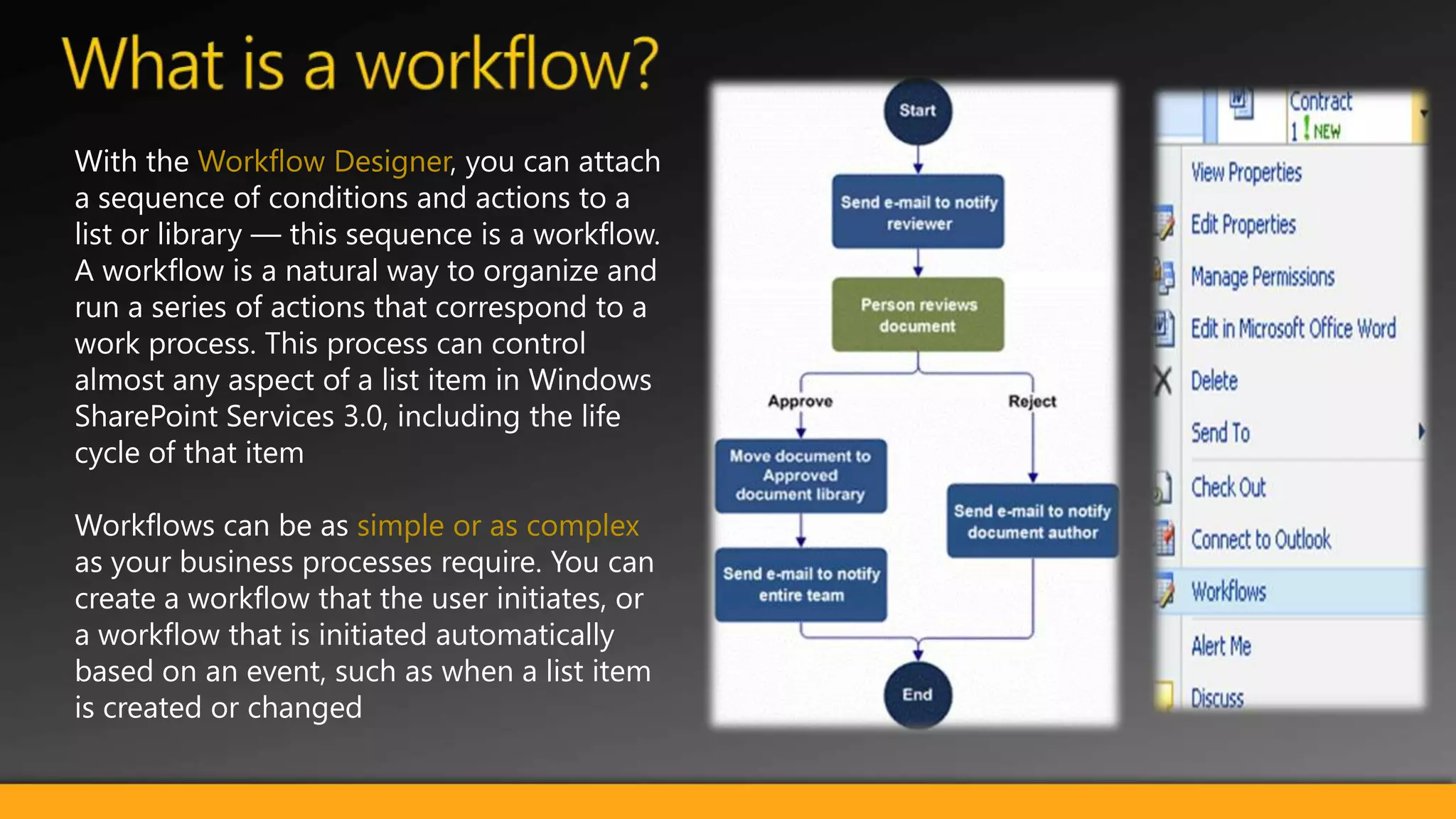 Versioning, check-in, and check-out , ApproveYou can have many versions of the document when you update it , also you can check in to edit the document and check out when you are done .Only persons who have Full Control or Design permissions can approve or reject items or files in a list or library that requires approval. Other site users can only view what they have permission to view or what they have uploaded themselves.