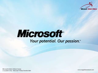 Microsoft Gelişim Atölyesi Kampı
                                                      www.msgelisimatolyesi.com
17-19 Şubat 2009 – Microsoft Türkiye İstanbul Ofisi
 