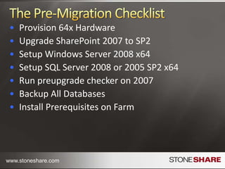 Migration Options – Tools & UtilitiesPreupgrade checkPowerShelltest-spcontentdatabasecmdletVisual UpgradeMajor Vendors migration toolsAdministrator and Vendor Utilities