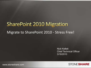 Migrate to SharePoint 2010 – Stress Free! Nick Kellett, CTO 