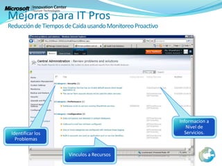Mejoras para IT Pros
ReduccióndeTiemposdeCaidausandoMonitoreoProactivo
 
