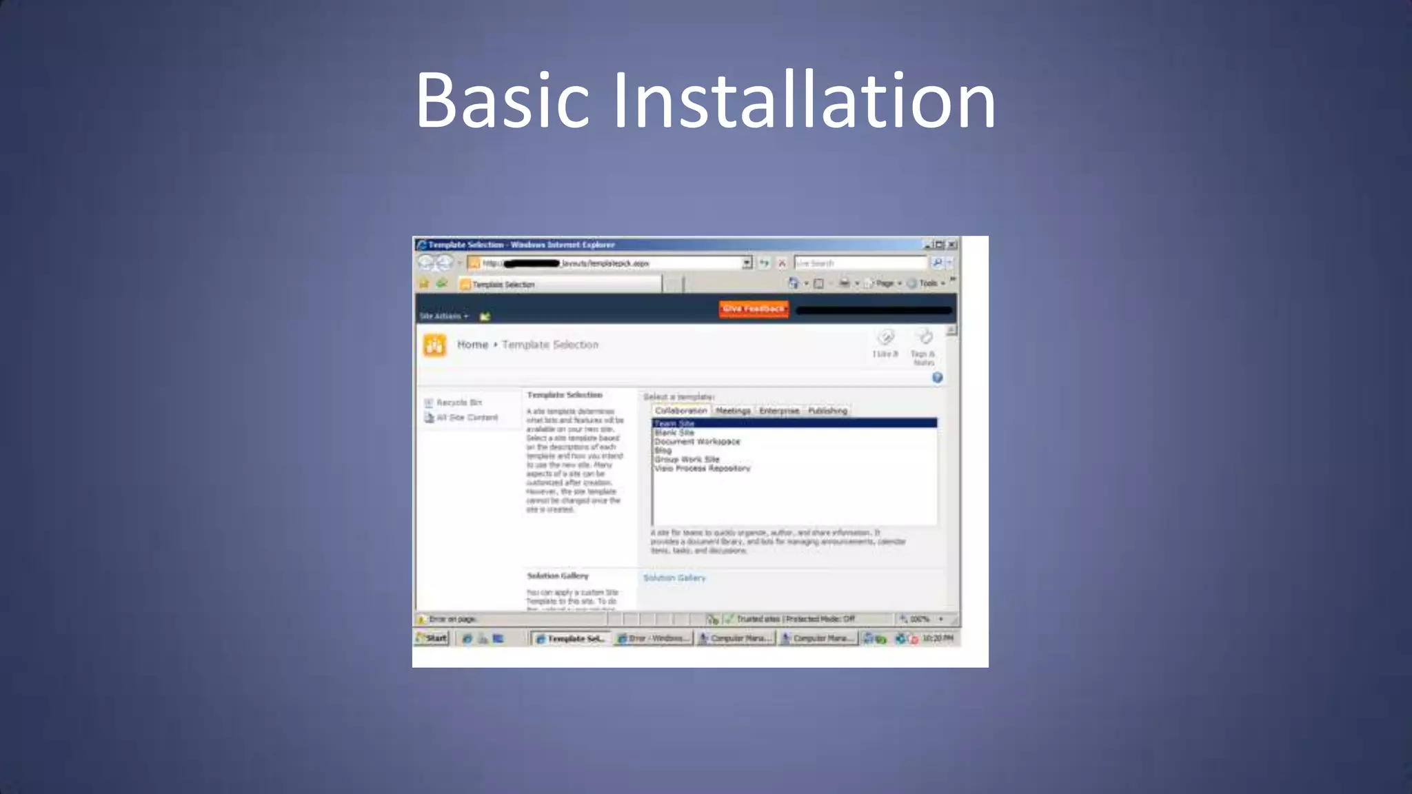 Basic Installation
 