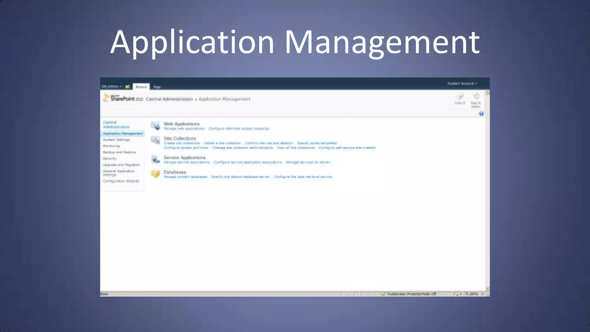 Application Management
 