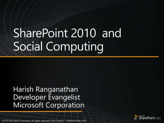 Harish Ranganathan
Developer Evangelist
Microsoft Corporation
 