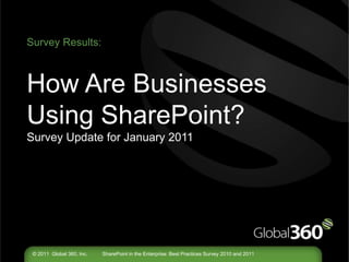 Survey Results:How Are Businesses Using SharePoint?Survey Update for January 2011 