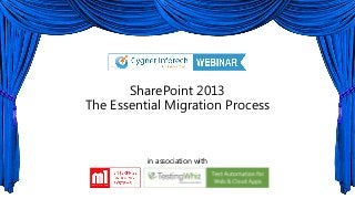 SharePoint 2013
The Essential Migration Process
in association with
 