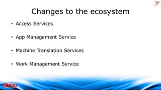 Changes to the ecosystem
• Access Services
• App Management Service
• Machine Translation Services
• Work Management Service

2009 Atrion Networking Corporation

 