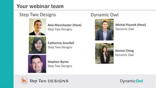 Slide Title
Your webinar team
 Step Two Designs                     Dynamic Owl
             Alex Manchester (Host)       ...