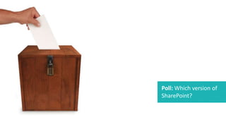 Content authoring version of
     Poll: Which
(DEMO)
     SharePoint?
 