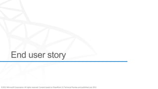 ©2012 Microsoft Corporation. All rights reserved. Content based on SharePoint 15 Technical Preview and published July 2012.
 