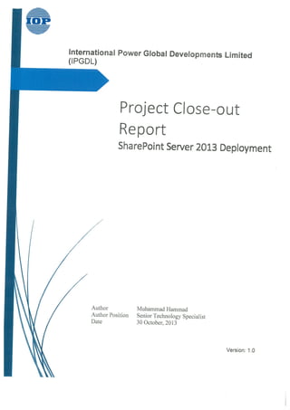 Share point 2013 server implementation project completion