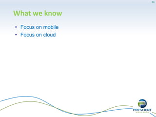 Expect
• Completely subsumed under Office (Office 365)
• SharePoint to move entirely online in 3-5 years
50
 