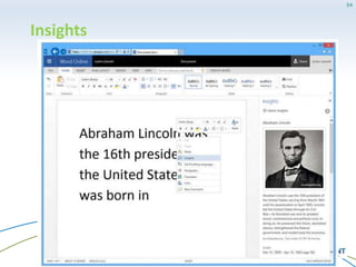 Rolling out
• Document Conversations for OneDrive for Business and
SharePoint Online
• Touch Design Enhancements for SharePoint Online and
OneDrive for Business
• SharePoint Online storage usage model
54
 