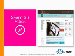 Share the
  Vision




    Copyright 2012 © Microsoft Corporation and Sentri, Inc. All rights reserved.
 