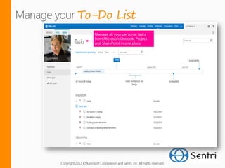 To-Do List




Copyright 2012 © Microsoft Corporation and Sentri, Inc. All rights reserved.
 