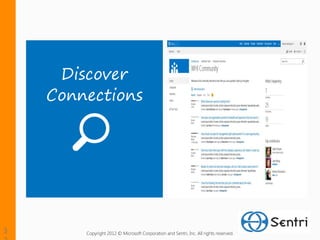 Discover
Connections




    Copyright 2012 © Microsoft Corporation and Sentri, Inc. All rights reserved.
 