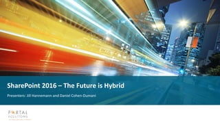 SharePoint 2016 – The Future is Hybrid
Presenters: Jill Hannemann and Daniel Cohen-Dumani
 