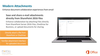 Save and share e-mail attachments
directly from SharePoint 2016 files
Enhance collaboration by attaching Files directly
fr...