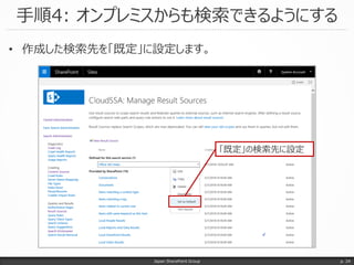 • 作成した検索先を「既定」に設定します。
「既定」の検索先に設定
手順4: オンプレミスからも検索できるようにする
Japan SharePoint Group p. 24
 