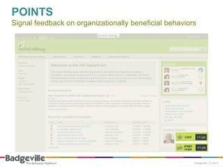POINTS
Signal feedback on organizationally beneficial behaviors
 