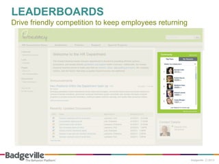 LEADERBOARDS
Drive friendly competition to keep employees returning
 