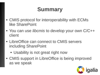 Sharepoint and LibreOffice interoperability through CMIS (Protocols ...