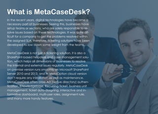 What is MetaCaseDesk?
In the recent years, digital technologies have become a
necessary part of businesses. Seeing this, b...