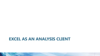 EXCEL AS AN ANALYSIS CLIENT
 