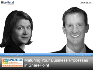 Sadie Van Buren, @sadalit                          Derek E. Weeks, @weekstweets


                            Maturing Your Business Processes
                            in SharePoint                                1
                                                 BUSINESS PROCESS MANAGEMENT
 