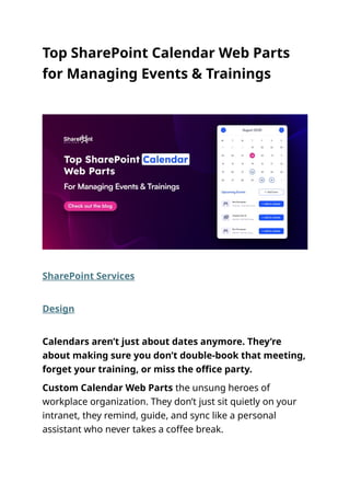 Top SharePoint Calendar Web Parts for Managing Events & Trainings | DOCX