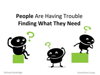 People  Are Having Trouble  Finding What They Need SharePoint Camp Richard Harbridge 