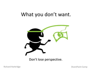 What you don’t want. Don’t lose perspective. SharePoint Camp Richard Harbridge 