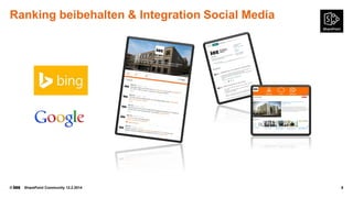 Ranking beibehalten & Integration Social Media

©

SharePoint Community 12.2.2014

8

 