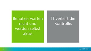 11 
Benutzer warten 
nicht und 
werden selbst 
aktiv. 
IT verliert die 
Kontrolle. 
 