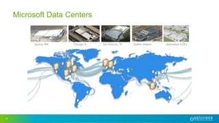 9
Microsoft Data Centers
Quincy, WA Chicago, IL San Antonio, TX Dublin, Ireland Generation 4 DCs
 
