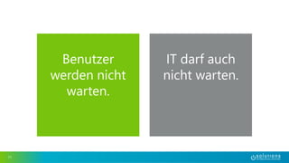 11 
Benutzer 
werden nicht 
warten. 
IT darf auch 
nicht warten. 
 