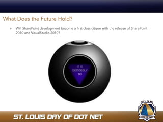 Unit TestingDifficult to say the least, but doesn’t mean it cannot or should not be done.Lack of public constructors on key classes makes them unmockable thus developers will need to write integration tests instead of unit tests.Because end users can change lists in production, you must write more tests to account for your data changing and validate once solid assumptions.Key classes such as SPList are marked final thus developers cannot create strongly typed entities and therefore must encapsulate them for tests.